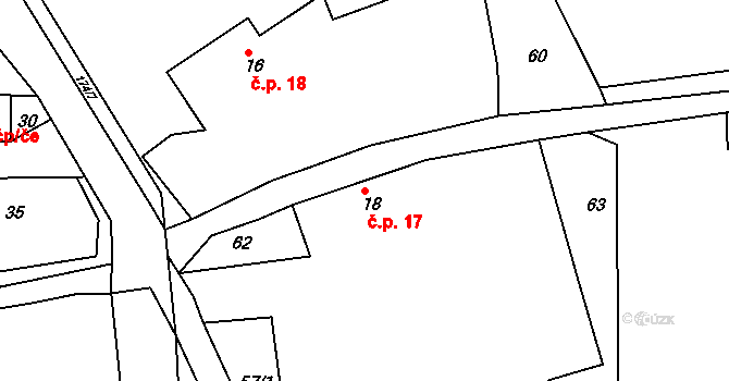 Míčov 17, Míčov-Sušice na parcele st. 18 v KÚ Míčov, Katastrální mapa