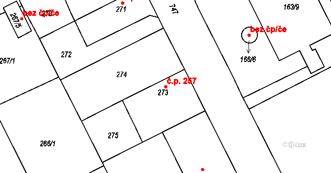 Josefov 257, Jaroměř na parcele st. 273 v KÚ Josefov u Jaroměře, Katastrální mapa