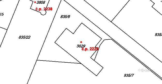 Předměstí 2225, Svitavy na parcele st. 3829 v KÚ Svitavy-předměstí, Katastrální mapa