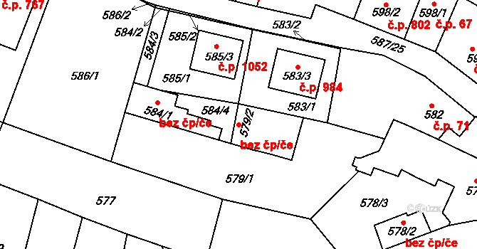 Brno 89148576 na parcele st. 579/2 v KÚ Žebětín, Katastrální mapa