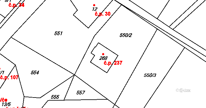 Dolní Město 237 na parcele st. 268 v KÚ Dolní Město, Katastrální mapa