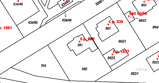 Rychnov nad Kněžnou 929 na parcele st. 861 v KÚ Rychnov nad Kněžnou, Katastrální mapa