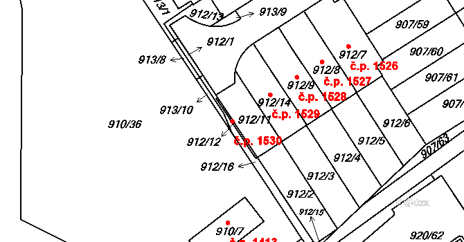 Rychnov nad Kněžnou 1530 na parcele st. 912/11 v KÚ Rychnov nad Kněžnou, Katastrální mapa