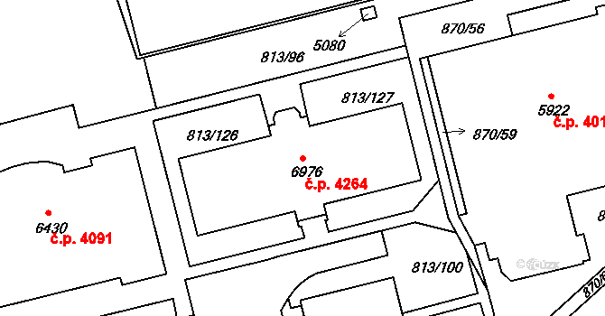 Kroměříž 4264 na parcele st. 6976 v KÚ Kroměříž, Katastrální mapa