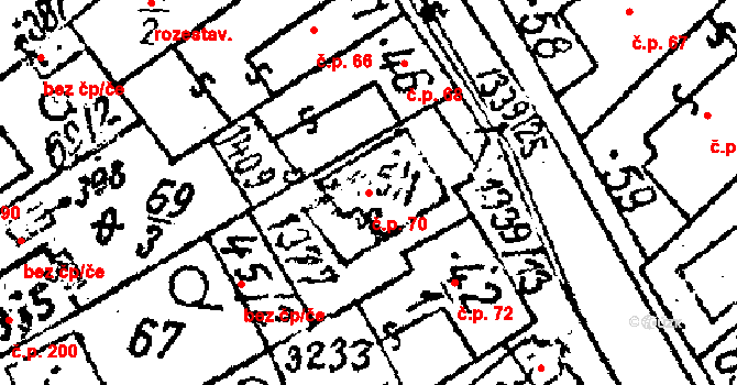 Prosiměřice 70 na parcele st. 45/1 v KÚ Prosiměřice, Katastrální mapa