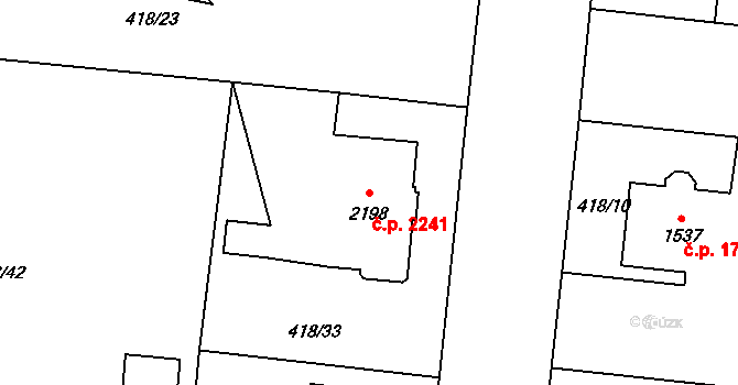Jablonec nad Nisou 2241 na parcele st. 2198 v KÚ Jablonec nad Nisou, Katastrální mapa
