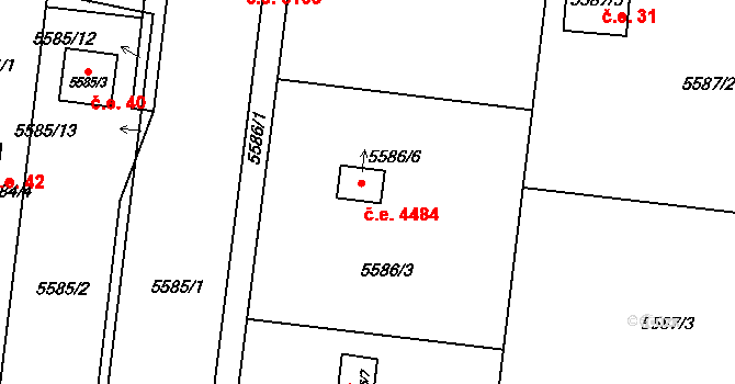 Jihlava 4484 na parcele st. 5586/6 v KÚ Jihlava, Katastrální mapa