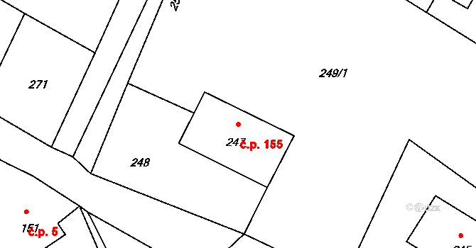 Železná 155, Vrbno pod Pradědem na parcele st. 247 v KÚ Železná pod Pradědem, Katastrální mapa