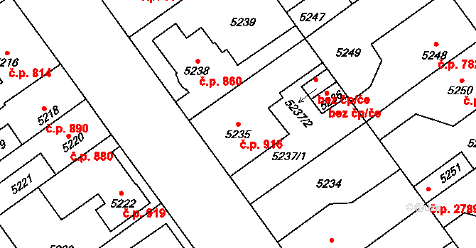 Kročehlavy 916, Kladno na parcele st. 5235 v KÚ Kročehlavy, Katastrální mapa