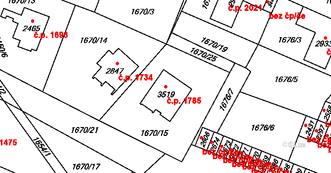 Hořice 1785 na parcele st. 3519 v KÚ Hořice v Podkrkonoší, Katastrální mapa