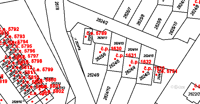 Kadaň 1630 na parcele st. 2625/6 v KÚ Kadaň, Katastrální mapa