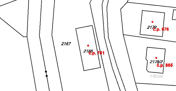 Skřečoň 761, Bohumín na parcele st. 2186 v KÚ Skřečoň, Katastrální mapa