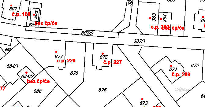 Děčín XXXII-Boletice nad Labem 227, Děčín na parcele st. 675 v KÚ Boletice nad Labem, Katastrální mapa