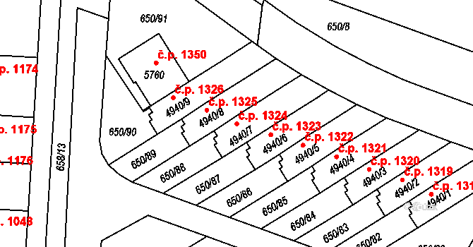 Kolín V 1324, Kolín na parcele st. 4940/7 v KÚ Kolín, Katastrální mapa