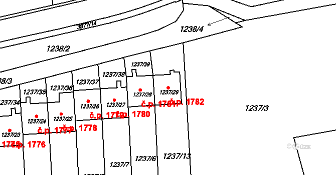 Turnov 1782 na parcele st. 1237/29 v KÚ Turnov, Katastrální mapa
