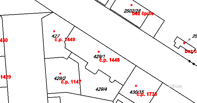 Nusle 1448, Praha na parcele st. 429/1 v KÚ Nusle, Katastrální mapa