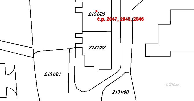 Stodůlky 2045,2046,2047, Praha na parcele st. 2131/82 v KÚ Stodůlky, Katastrální mapa