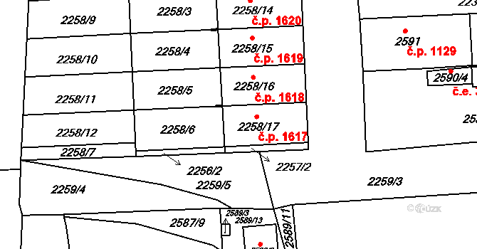 Šlapanice 1617 na parcele st. 2258/17 v KÚ Šlapanice u Brna, Katastrální mapa