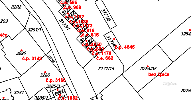 Chomutov 662 na parcele st. 3129 v KÚ Chomutov I, Katastrální mapa