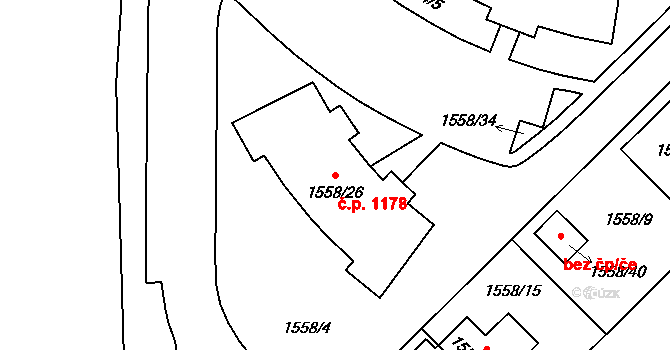 Liberec VI-Rochlice 1178, Liberec na parcele st. 1558/26 v KÚ Rochlice u Liberce, Katastrální mapa