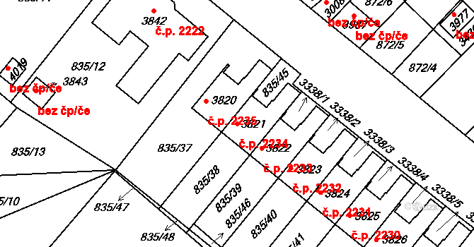 Předměstí 2234, Svitavy na parcele st. 3821 v KÚ Svitavy-předměstí, Katastrální mapa