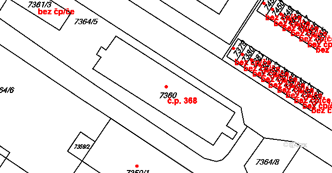 Žďár nad Sázavou 1 368, Žďár nad Sázavou na parcele st. 7360 v KÚ Město Žďár, Katastrální mapa