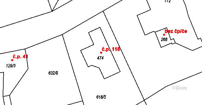Jistebsko 118, Pěnčín na parcele st. 474 v KÚ Jistebsko, Katastrální mapa