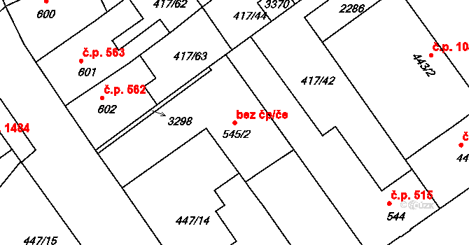 Bystřice pod Hostýnem 41035577 na parcele st. 545/2 v KÚ Bystřice pod Hostýnem, Katastrální mapa