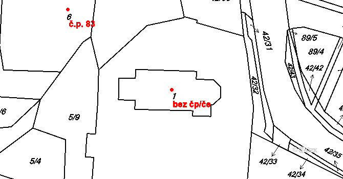 Koněšín 44119577 na parcele st. 1 v KÚ Koněšín, Katastrální mapa