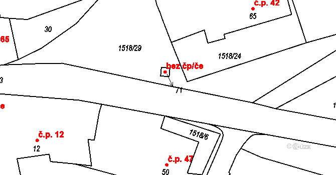 Brtnice 44513577 na parcele st. 71 v KÚ Příseka, Katastrální mapa