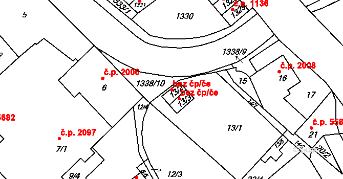 Chomutov 45051577 na parcele st. 13/2 v KÚ Chomutov II, Katastrální mapa