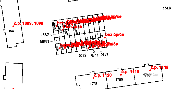 Rožnov pod Radhoštěm 45682577 na parcele st. 2875 v KÚ Rožnov pod Radhoštěm, Katastrální mapa