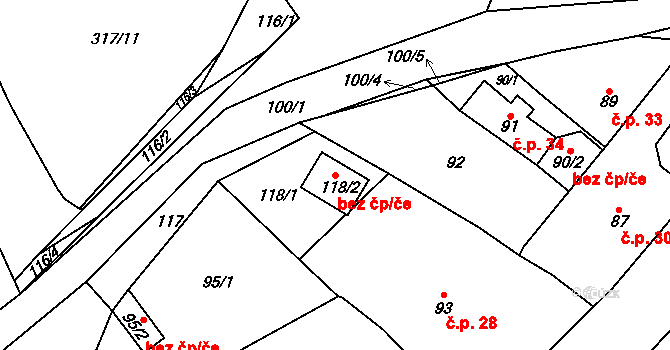 Králův Dvůr 46017577 na parcele st. 118/2 v KÚ Levín u Berouna, Katastrální mapa