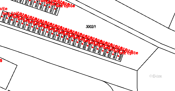 Litoměřice 47626577 na parcele st. 3002/85 v KÚ Litoměřice, Katastrální mapa