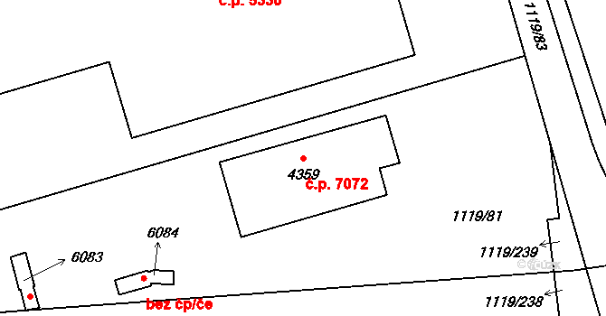 Zlín 7072 na parcele st. 4359 v KÚ Zlín, Katastrální mapa