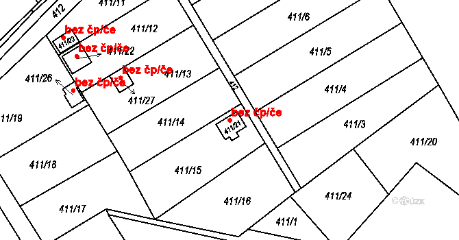 Třinec 48442577 na parcele st. 411/21 v KÚ Lyžbice, Katastrální mapa