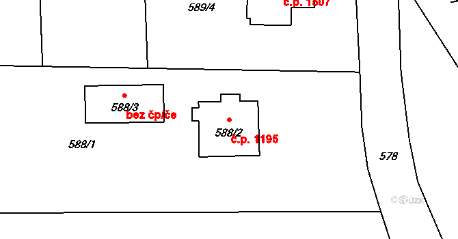 Horní Suchá 1195 na parcele st. 588/2 v KÚ Horní Suchá, Katastrální mapa