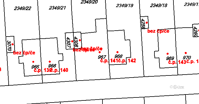 Týnské Předměstí 141, Domažlice na parcele st. 967 v KÚ Domažlice, Katastrální mapa