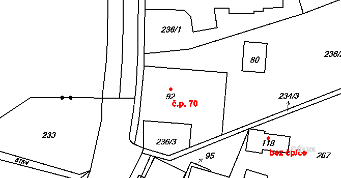 Filipová 70, Loučná nad Desnou na parcele st. 92 v KÚ Filipová, Katastrální mapa