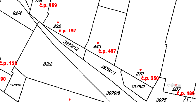 Lenešice 457 na parcele st. 443 v KÚ Lenešice, Katastrální mapa