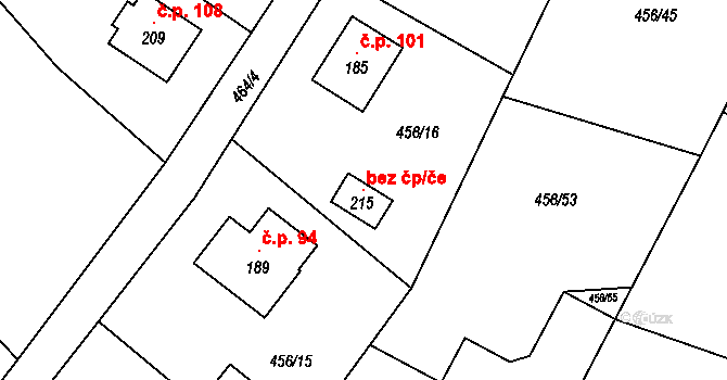 Osek 119076578 na parcele st. 215 v KÚ Osek u Sobotky, Katastrální mapa