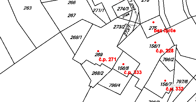 Vrkoslavice 271, Jablonec nad Nisou na parcele st. 269 v KÚ Vrkoslavice, Katastrální mapa