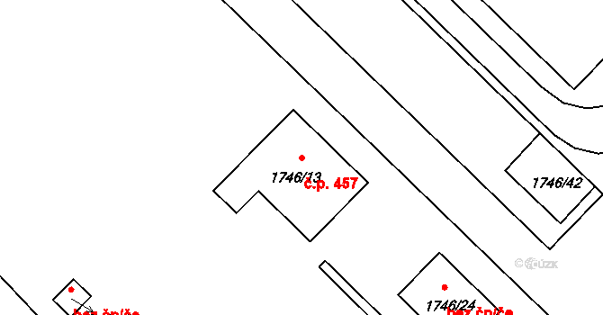 Sokolnice 457 na parcele st. 1746/13 v KÚ Sokolnice, Katastrální mapa