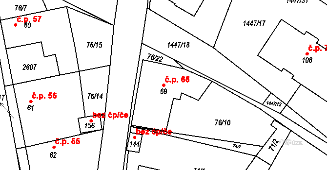 Sedlejov 65 na parcele st. 69 v KÚ Sedlejov, Katastrální mapa