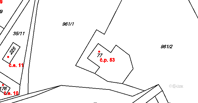 Pavlovice 53, Bohdalice-Pavlovice na parcele st. 77 v KÚ Pavlovice, Katastrální mapa