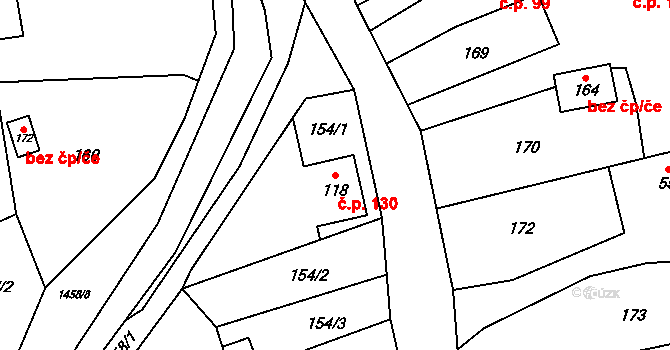 Staré Heřminovy 130 na parcele st. 118 v KÚ Staré Heřminovy, Katastrální mapa