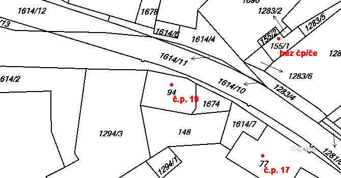 Trnová 19, Tisová na parcele st. 94 v KÚ Trnová u Tachova, Katastrální mapa
