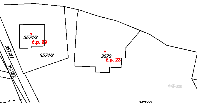 Světce 23, Tachov na parcele st. 3573 v KÚ Tachov, Katastrální mapa