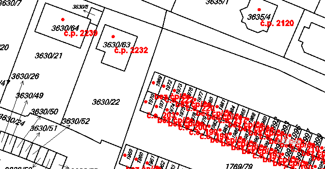 Tachov 222 na parcele st. 1972 v KÚ Tachov, Katastrální mapa
