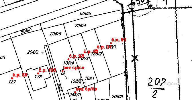 Třebětice 91 na parcele st. 138/2 v KÚ Třebětice, Katastrální mapa